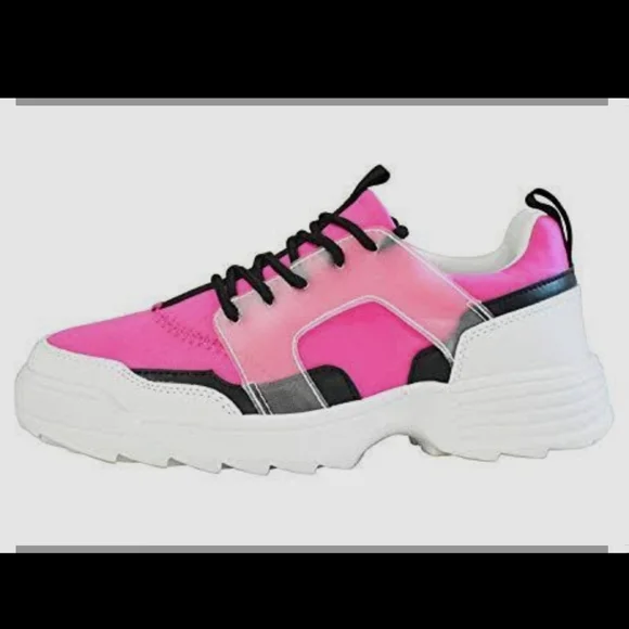 Forever Link Pink and White Women's Sneakers - Picture 1 of 8